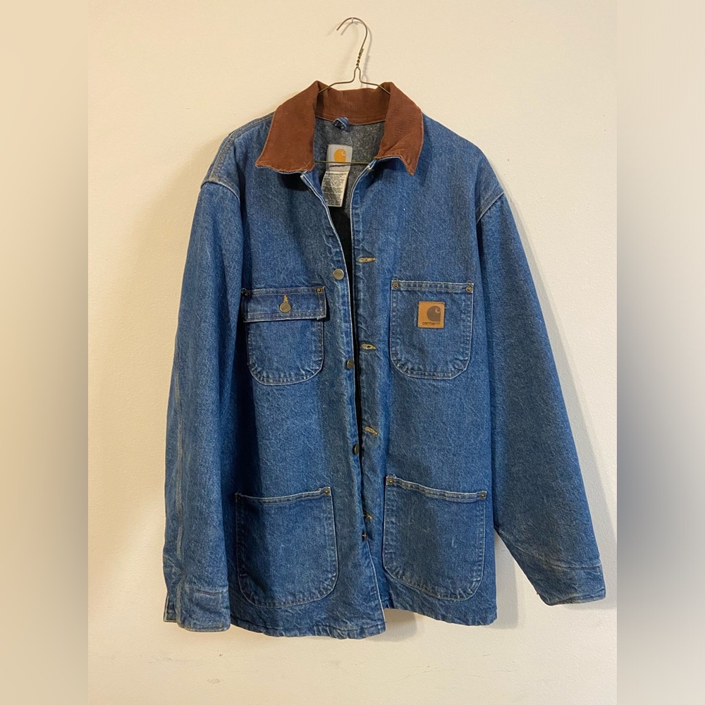 VTG Carhartt Denim Blanket-Lined Chore Coat